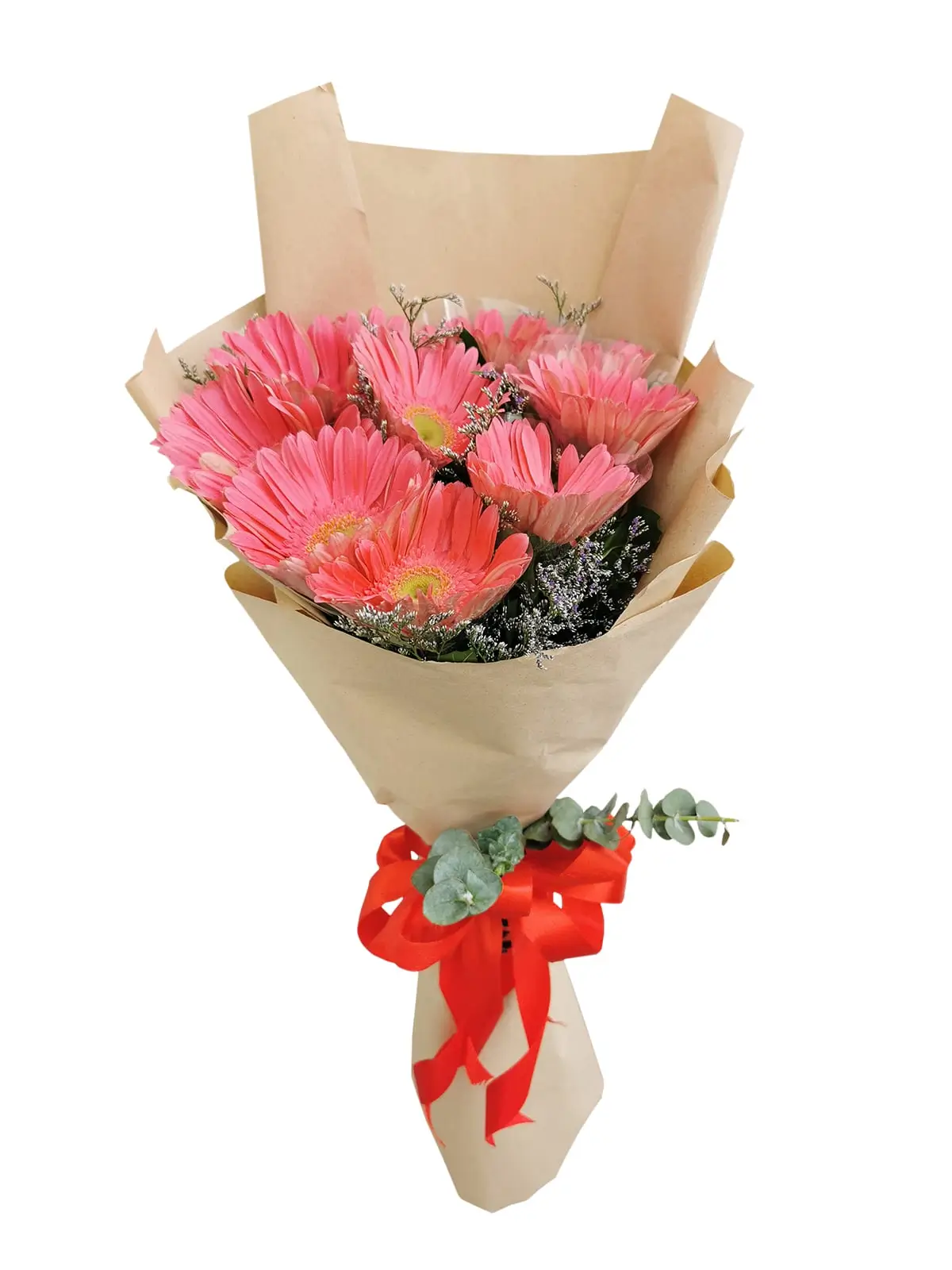 10 Fuchsia Pink Gerbera Kraft Paper
