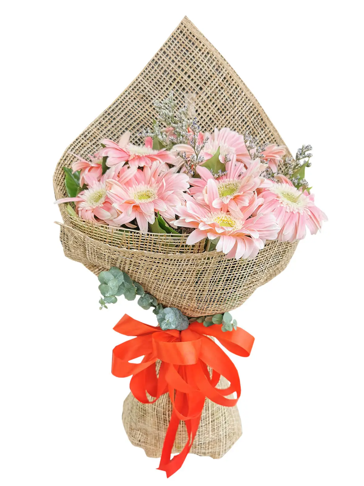 10 PINK Gerbera Burlap ph