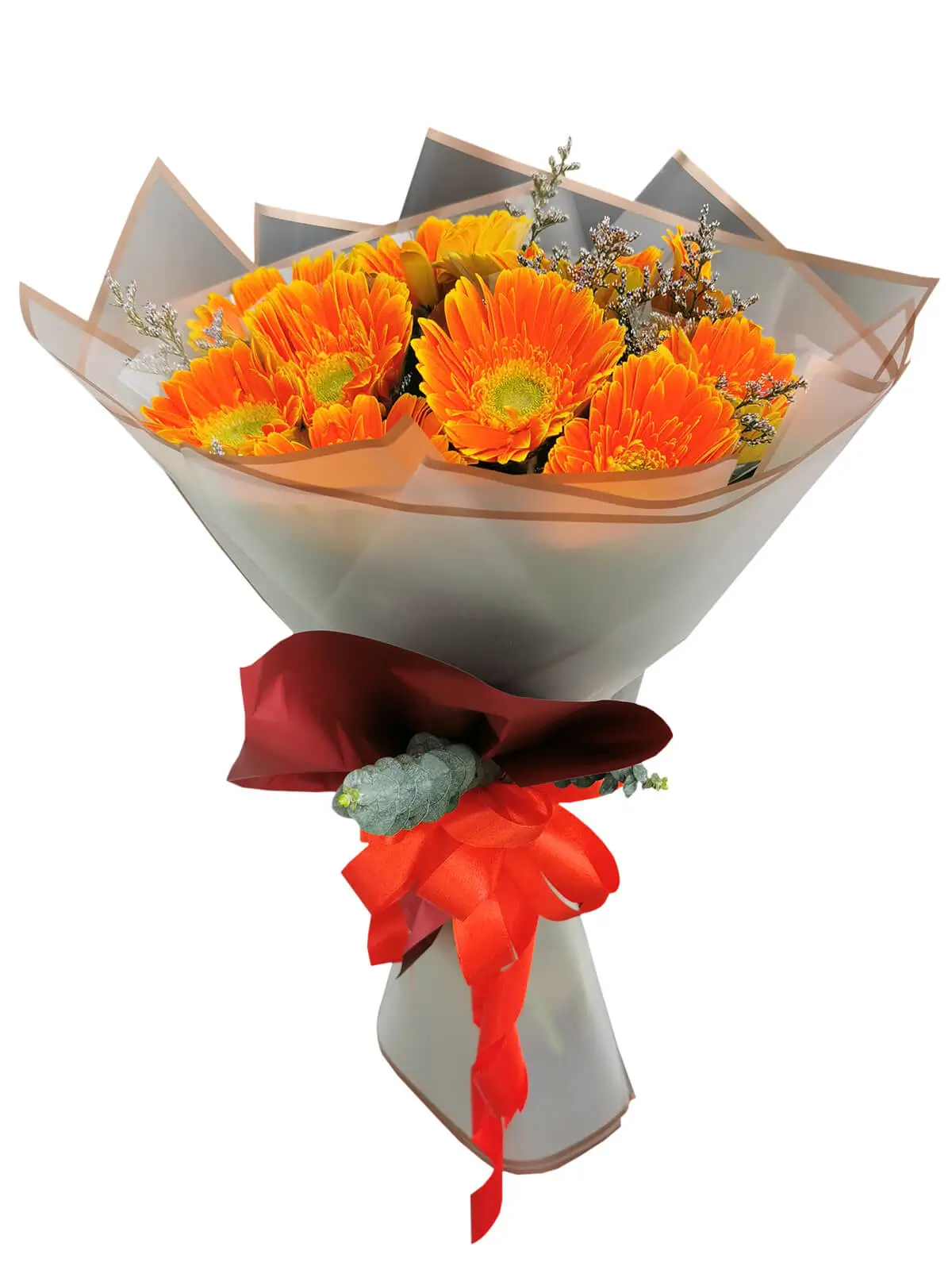 ORANGE Gerbera White Maroon