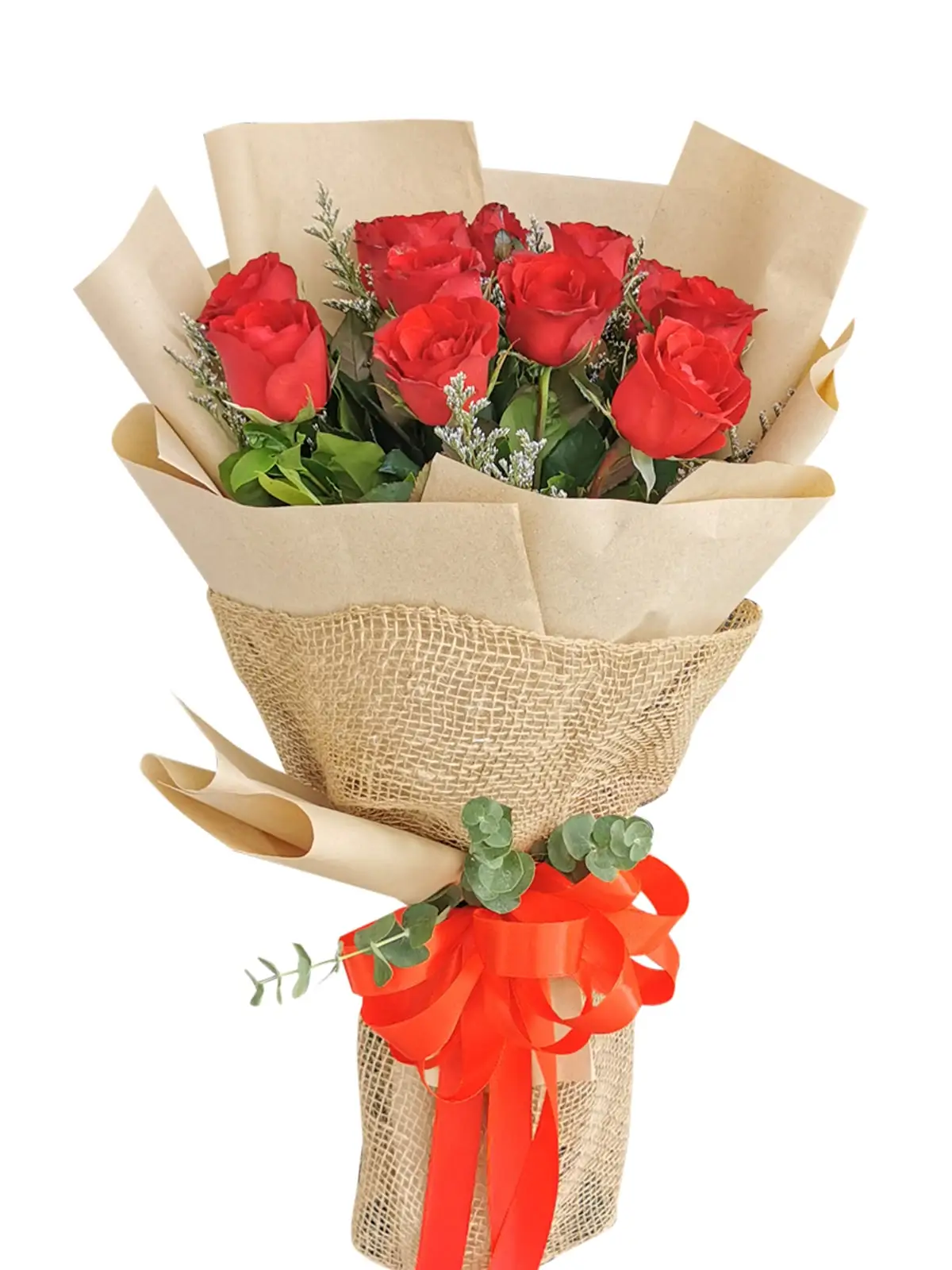Red Roses 12 Kraft Jute