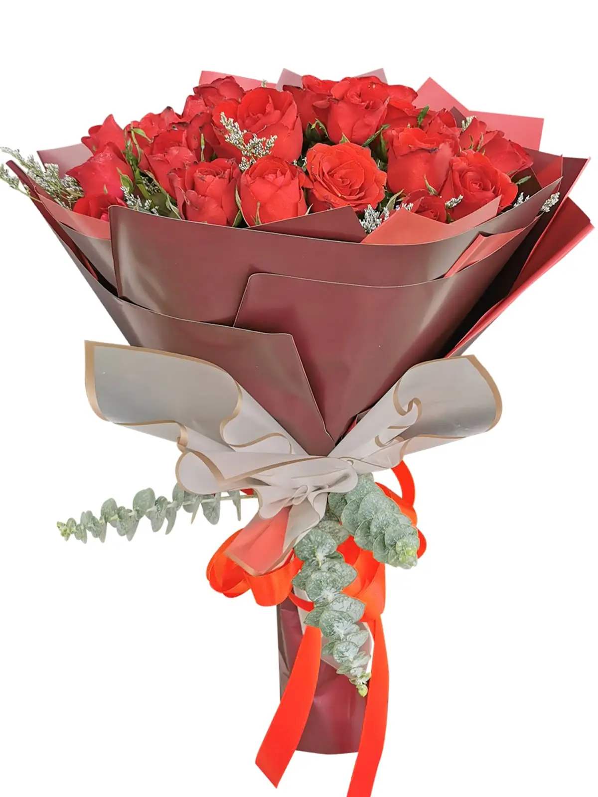 Red Roses 24 Korean White Maroon