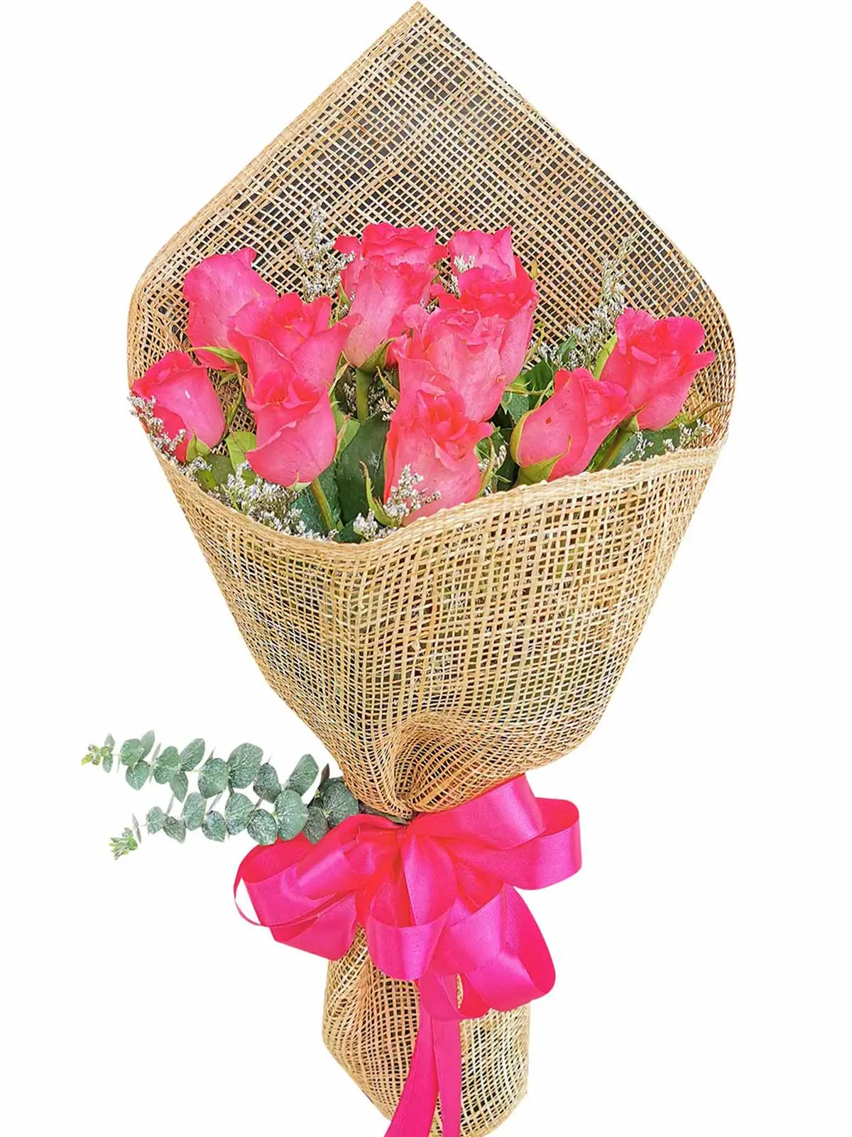 Pink Roses 12 Burlap PH