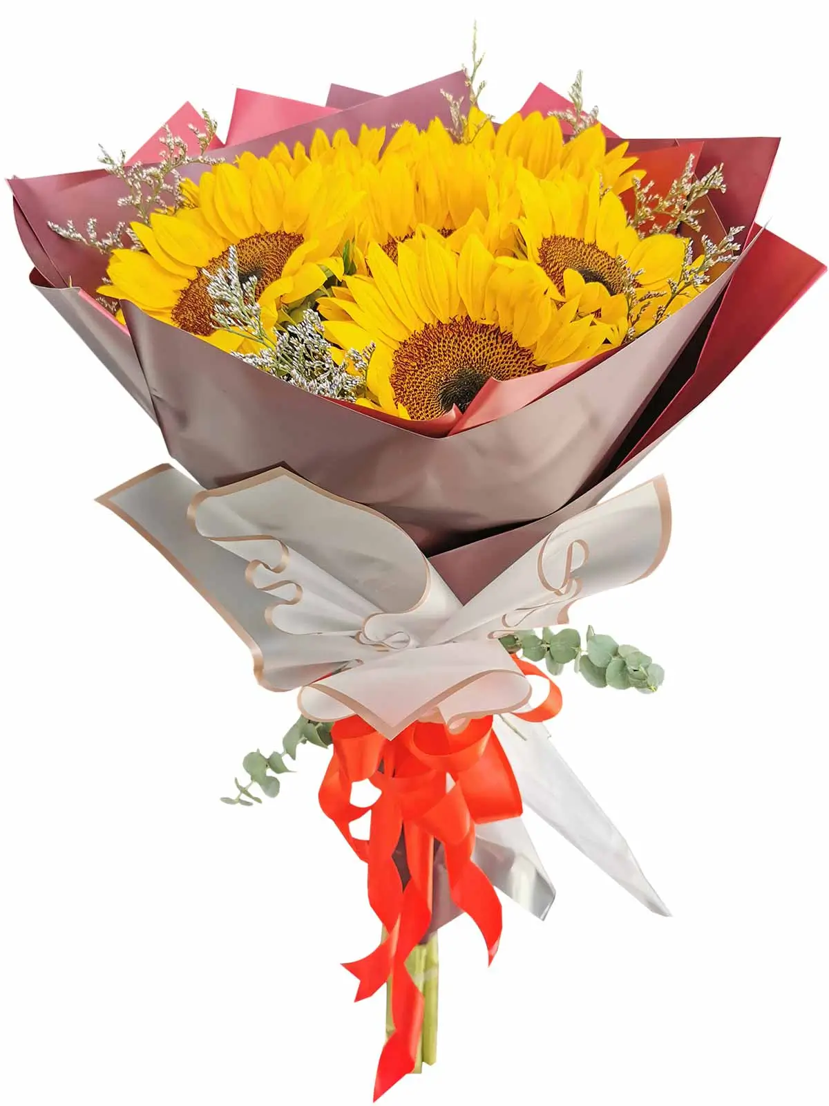 Sunflower Maroon White