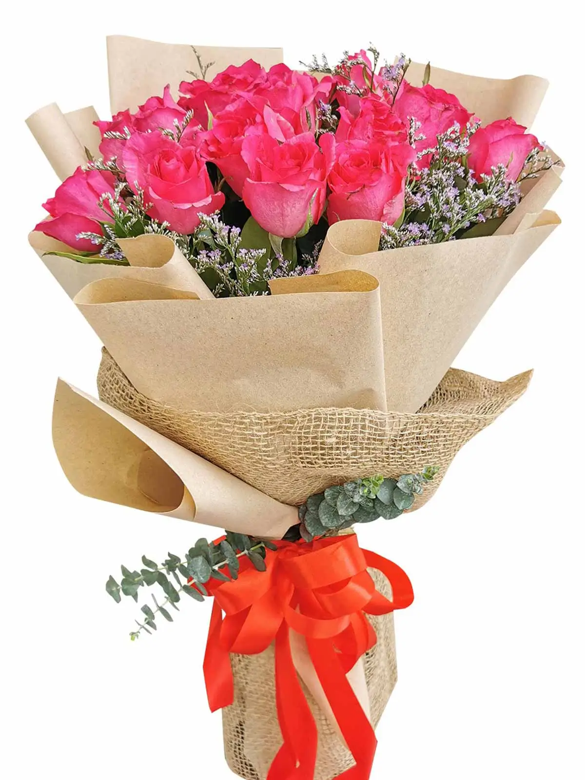 Pink Roses 24 Kraft Jute