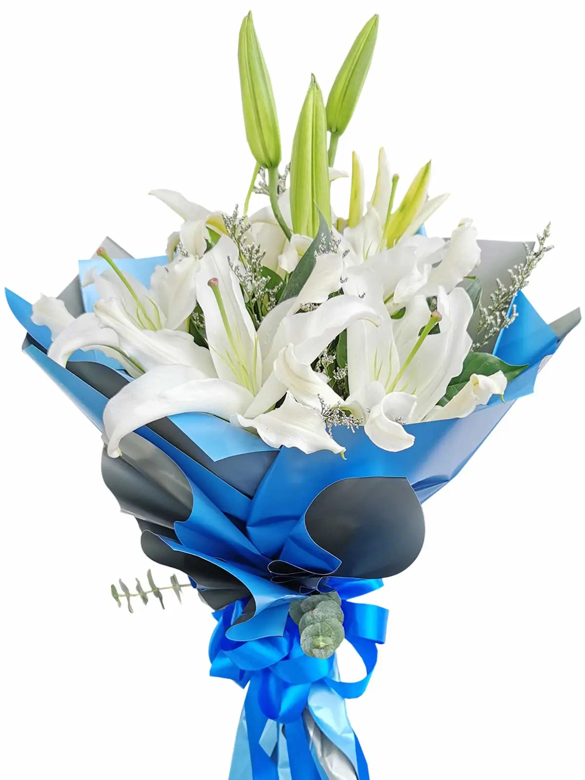 White Stargazers 6 Blue Silver