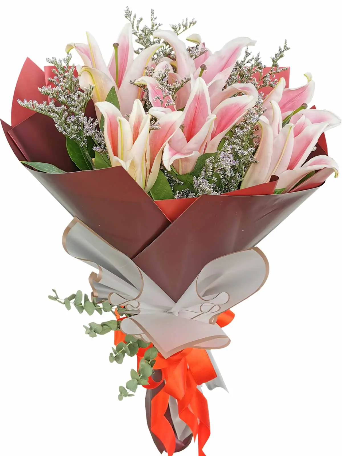 Pink Stargazers 6 Maroon White