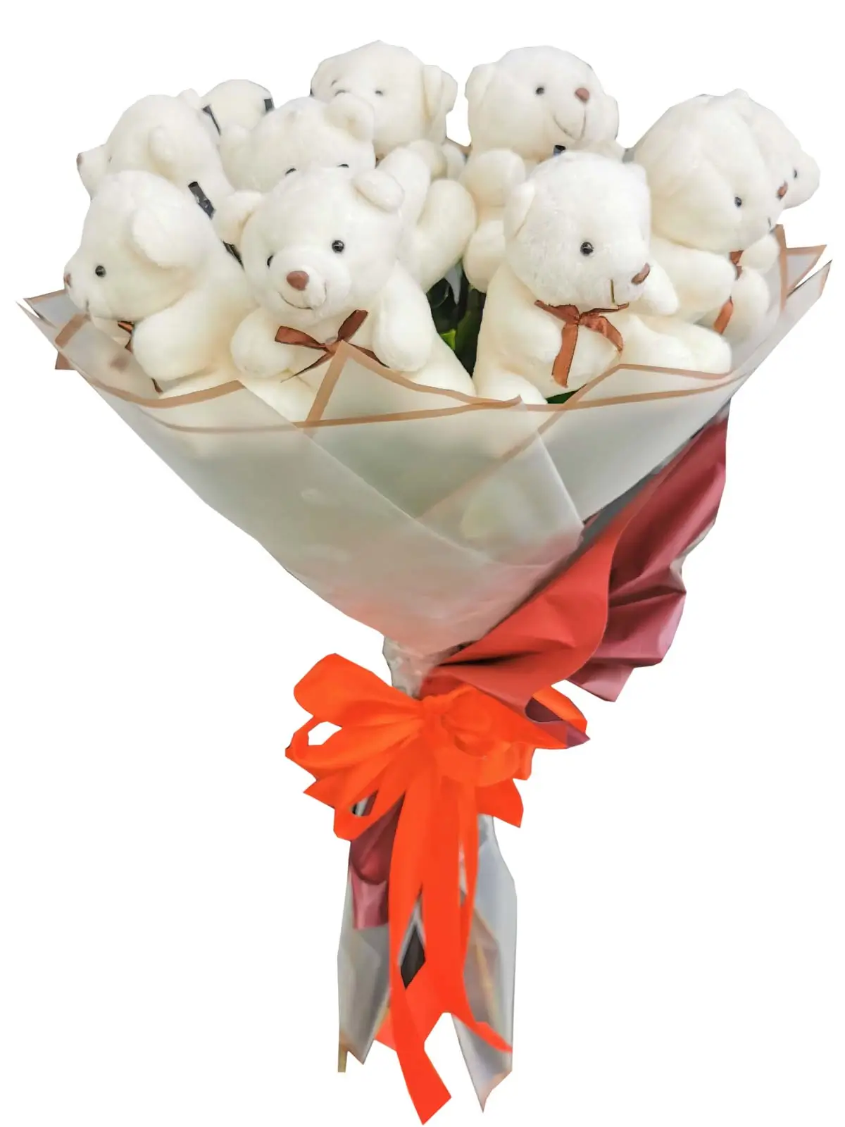 Small White Bears 12 White/Maroon