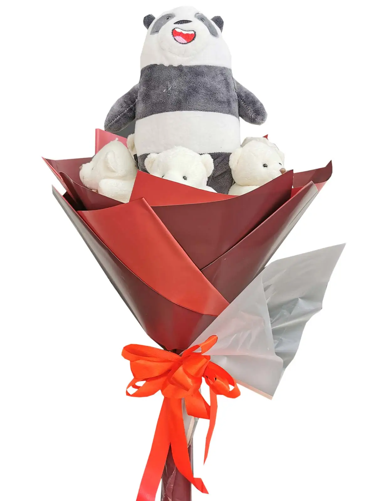Panda Bare & Bears Maroon White