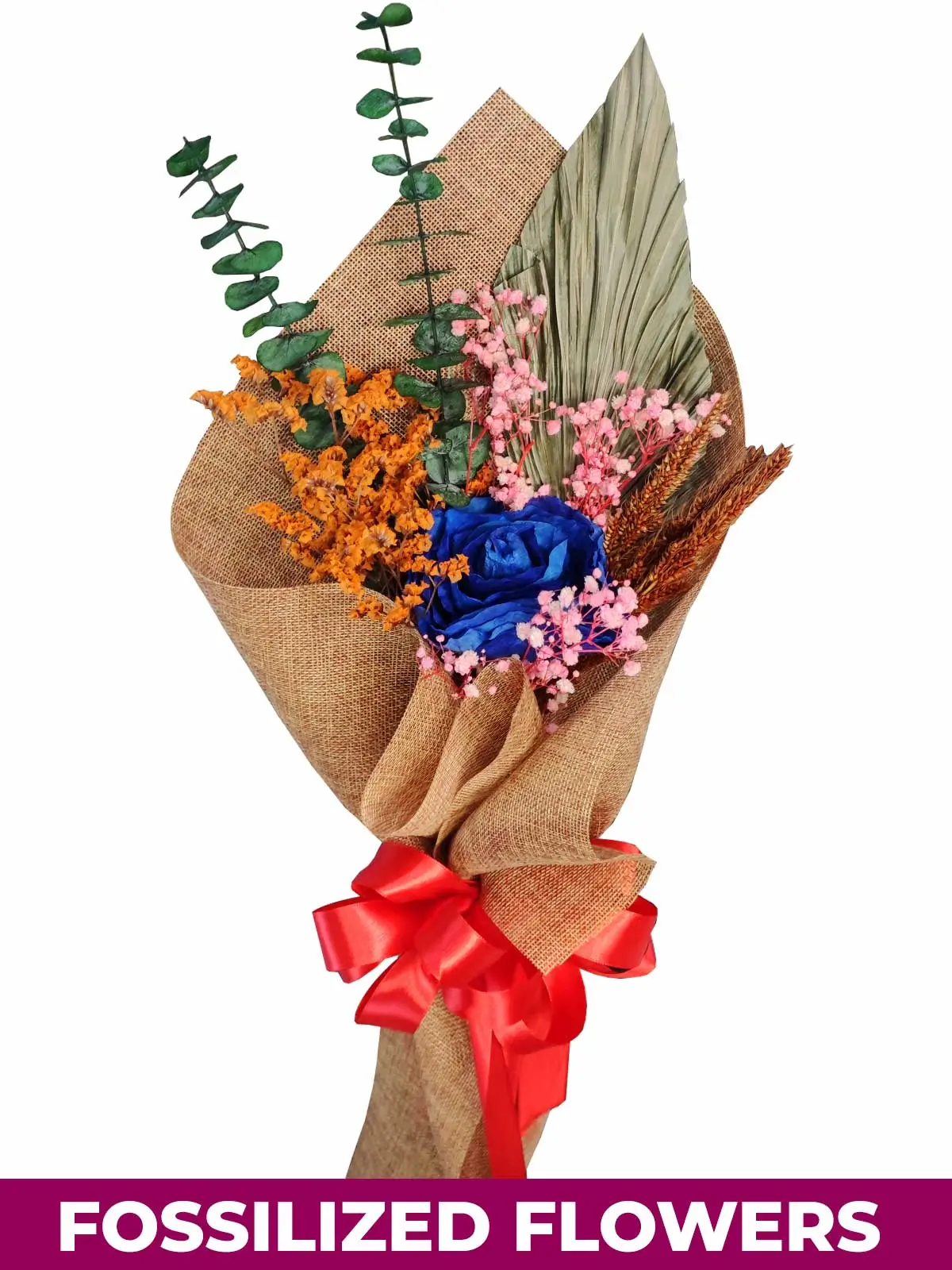 1 Dried Blue Roses Burlap CH Province