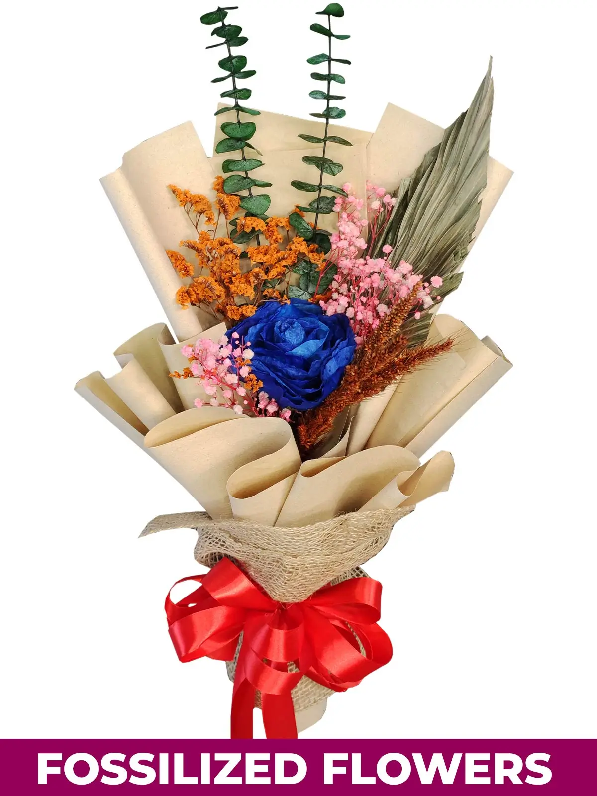 1 Dried Blue Roses Kraft Jute Province