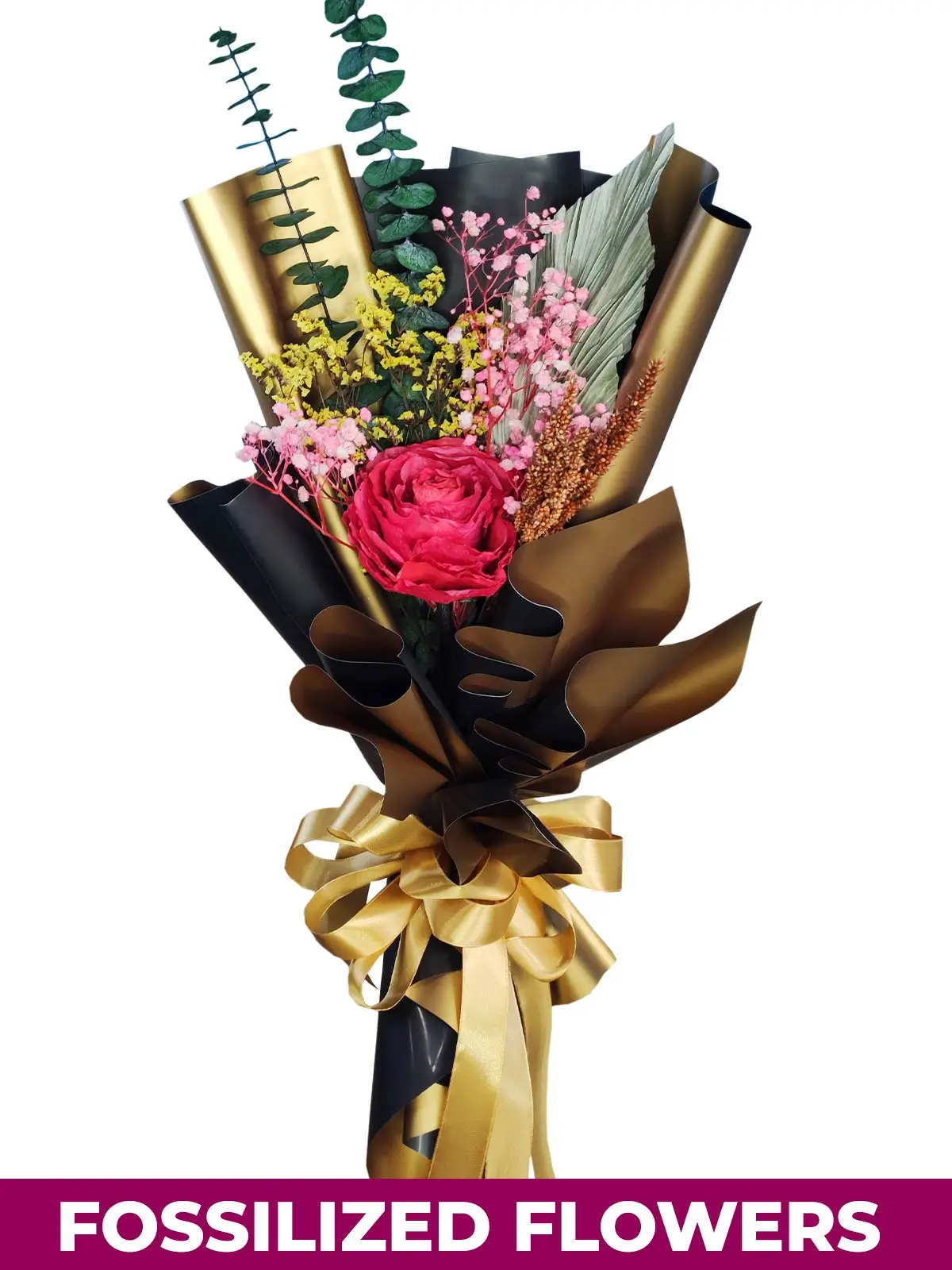1 Dried Red Roses Black/Gold Province