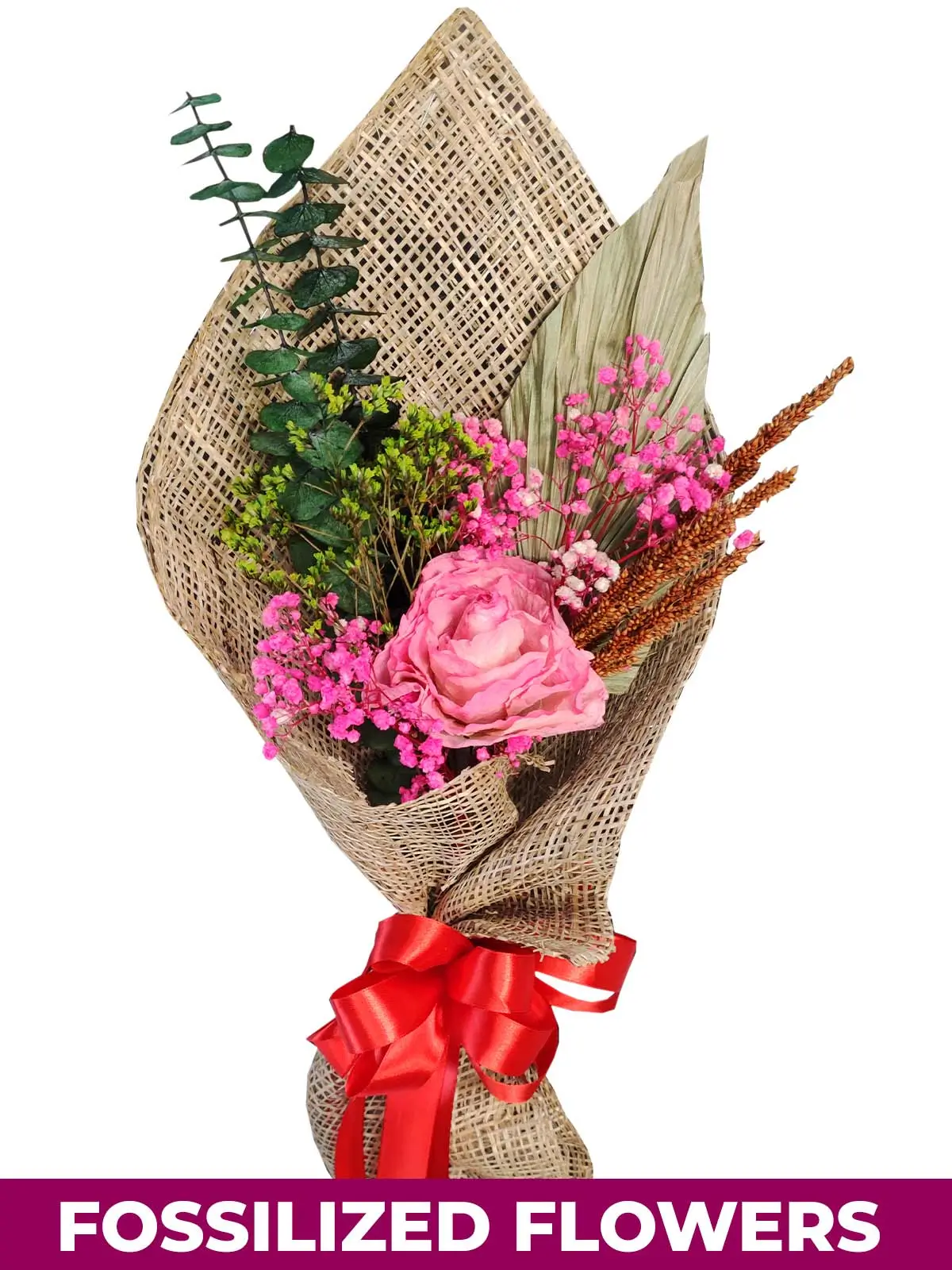 1 Dried Pink Rose Burlap PH Province