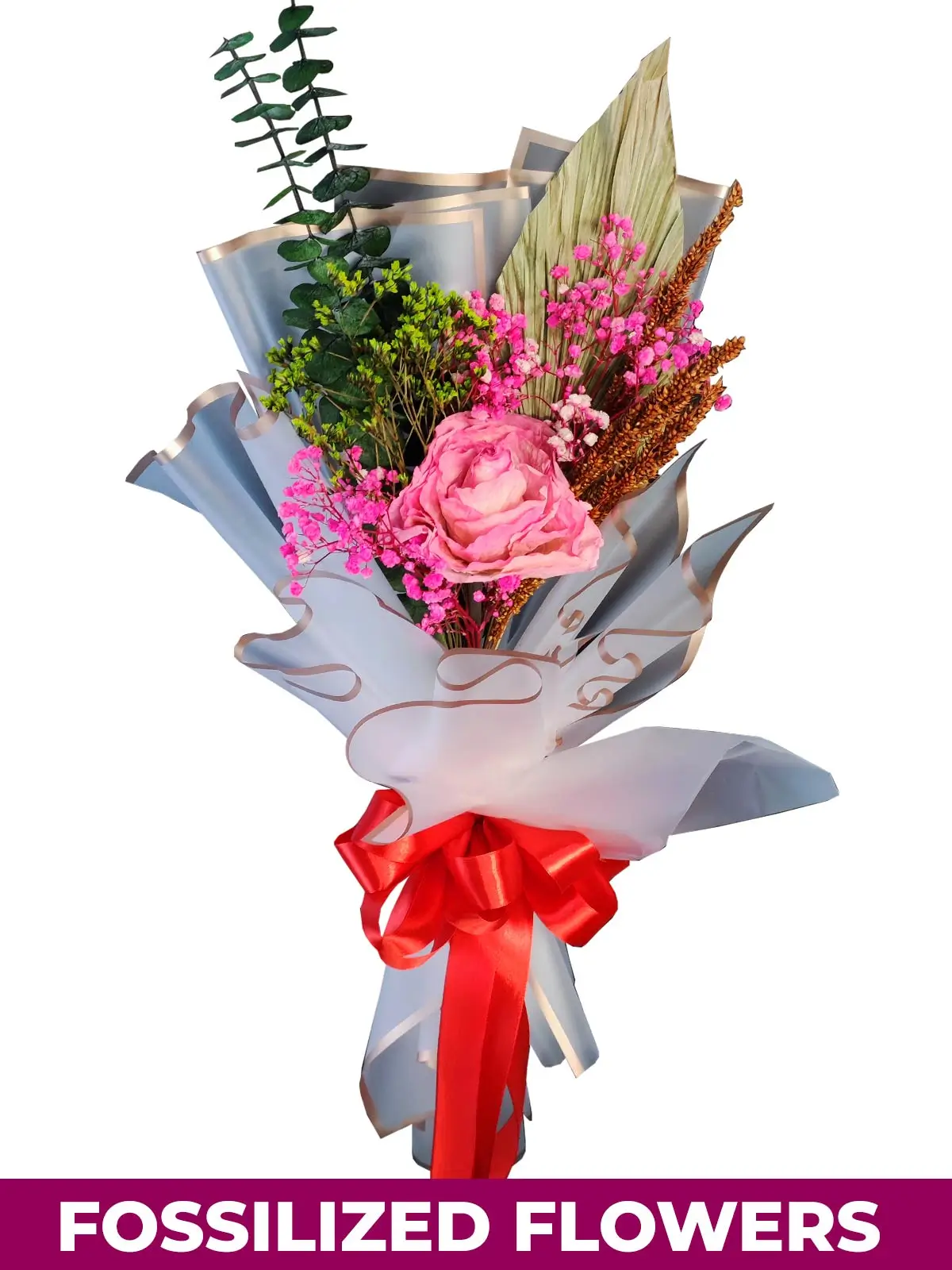 1 Dried Pink Roses White Province