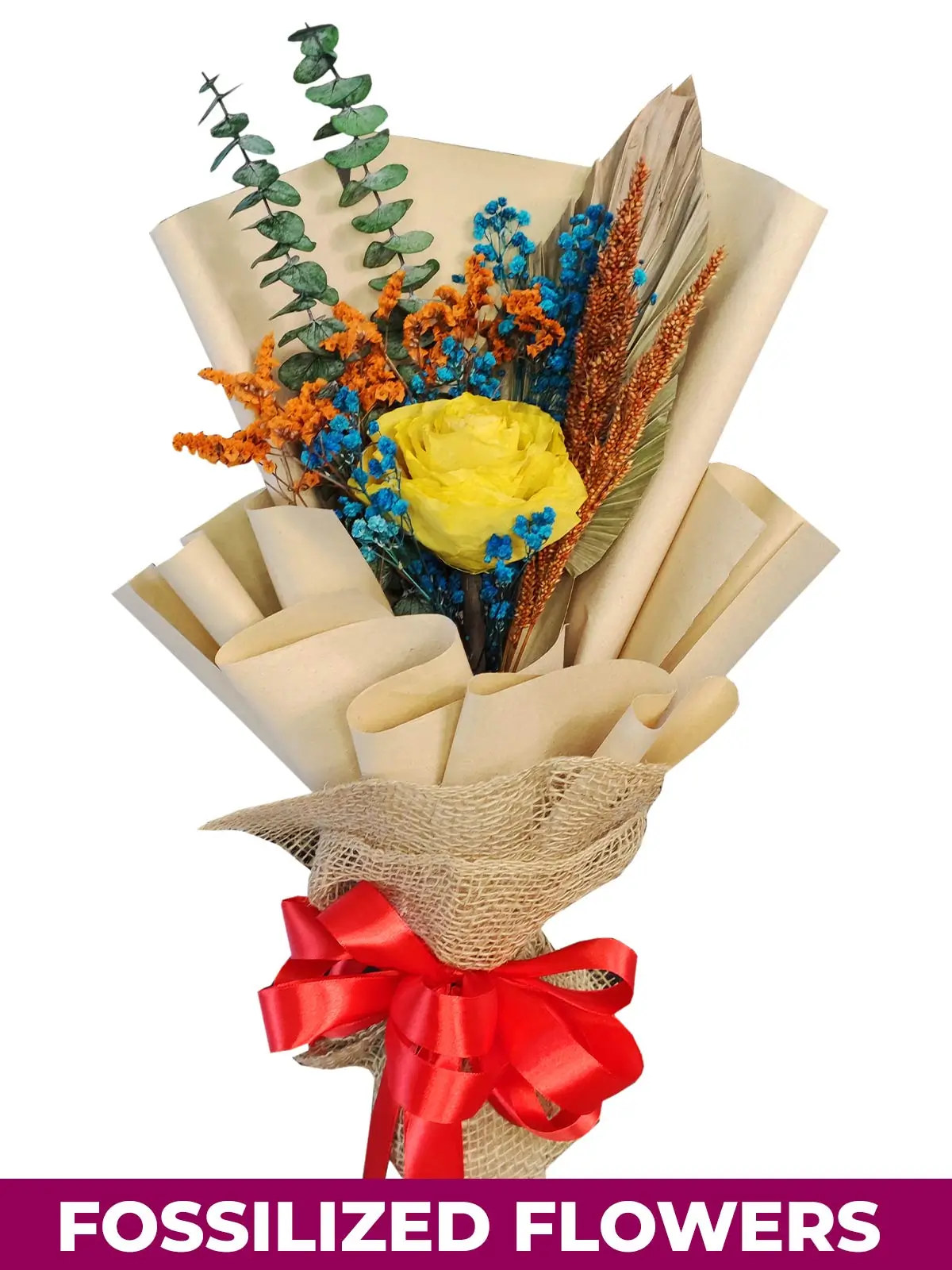 1 Dried Yellow Rose Kraft Jute Province