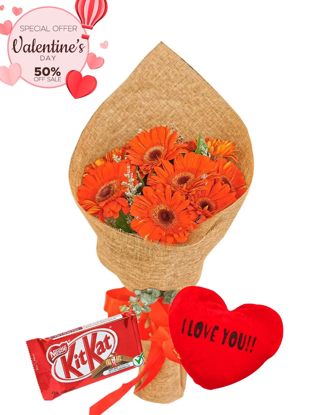 10 Red Gerbera
