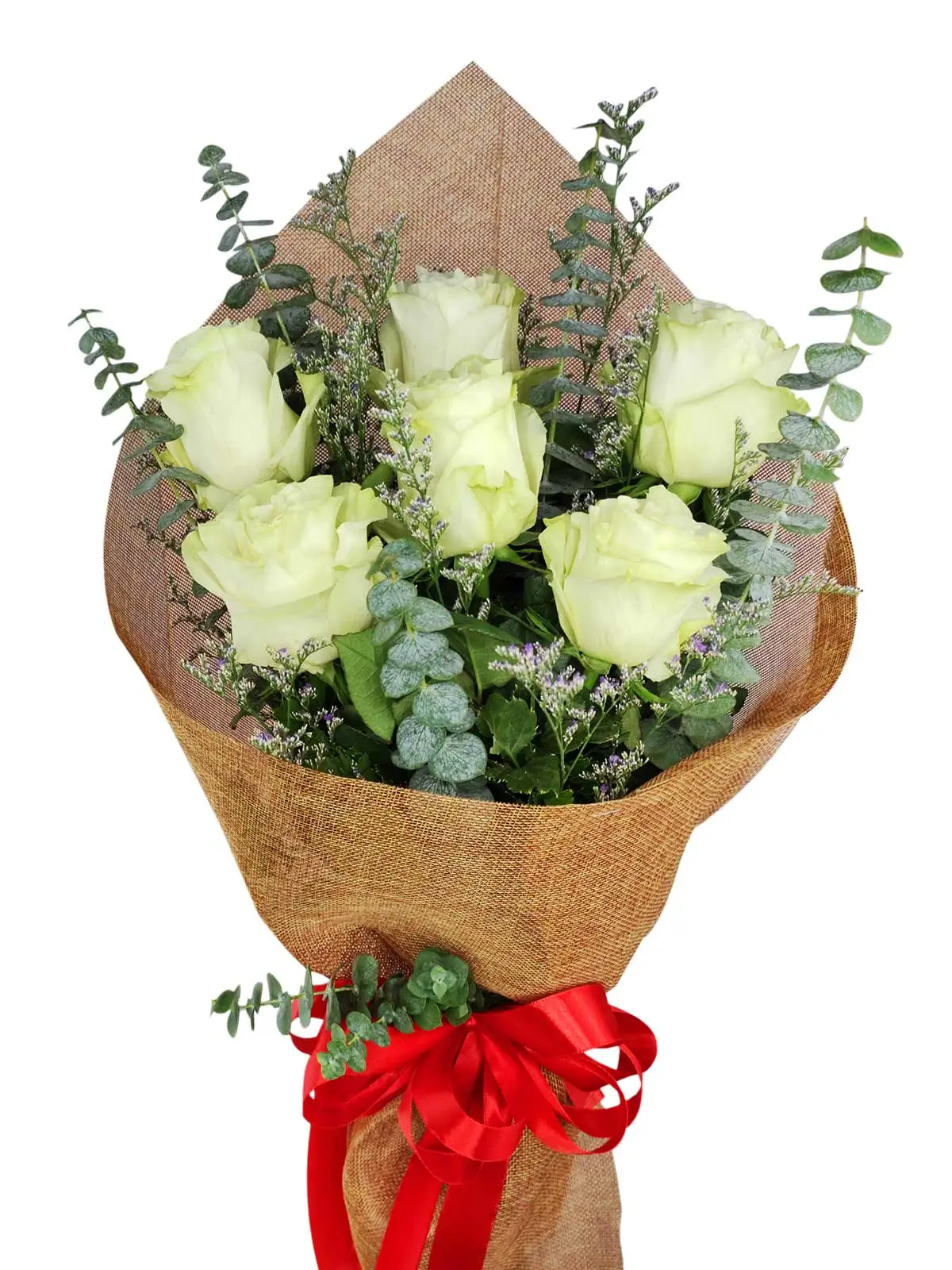 6 white ecua burlap CH