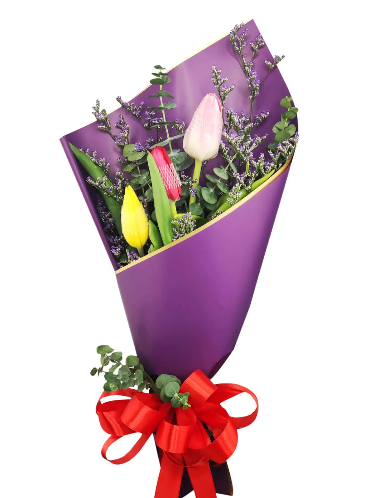 3 mixed tulips purple.gold