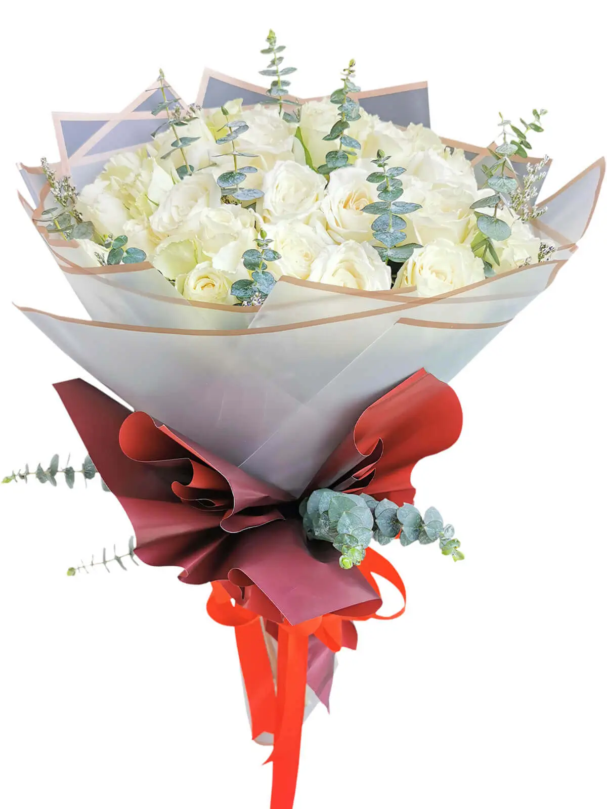 99 pcs white roses, white