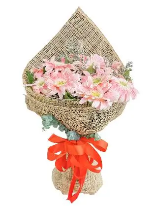 10 PINK Gerbera Burlap ph