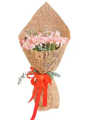 10 PINK Gerbera Burlap ch