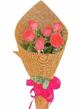 Pink Roses 6 Burlap CH