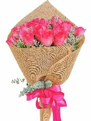 Pink Roses 24 Burlap CH