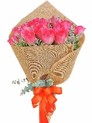 Pink Roses 24 Burlap CH