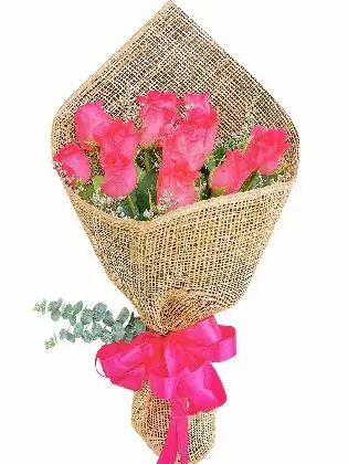 Pink Roses 12 Burlap PH