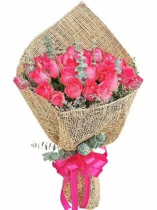 Pink Red Roses 36 Burlap PH
