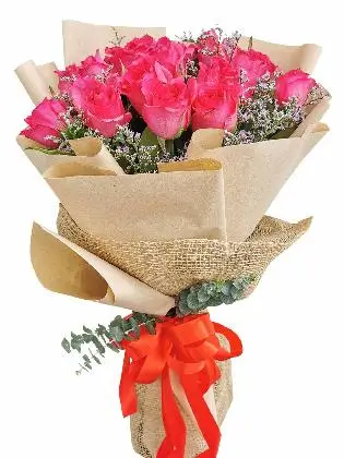 Pink Roses 24 Kraft Jute
