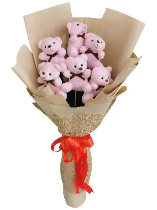 Pink Bears 6 Kraft Jute