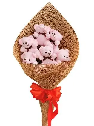 Pink Bears 6 Burlap CH