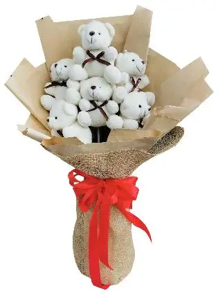 Small White Bears 6 Kraft Jute
