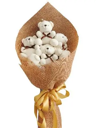 Small White Bears 6 Burlap CH