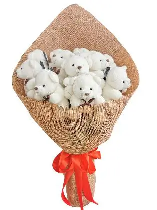 Small White Bears 12 Burlap CH