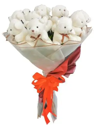 Small White Bears 12 White/Maroon