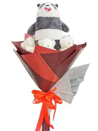 Panda Bare & Bears Maroon White