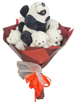 Panda and Bears Maroon White