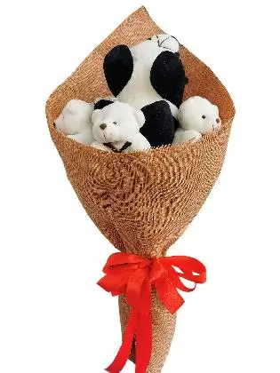 Panda and Bears Burlap CH