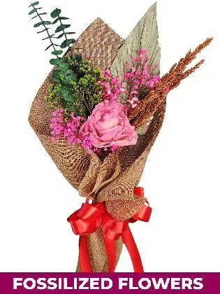 1 Dried Pink Rose Burlap CH Province