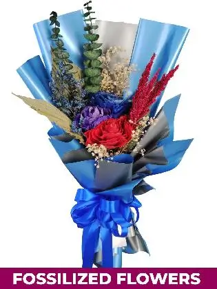 Dark Dried Roses Blue/Silver
