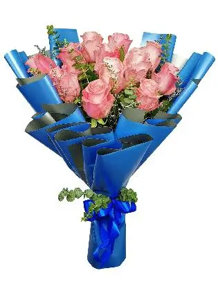 12 Stems Blue Silver