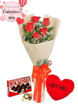 6 RED ROSES kraft