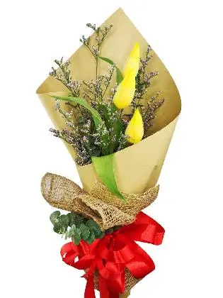 3 yellow tulips kraft jute