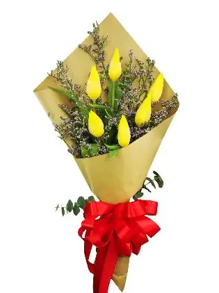 6 yellow tulips kraft