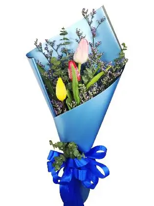 3 mix tulips blue/silver