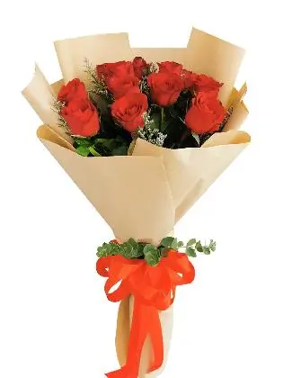 12 pcs red rose, kraft wrapper