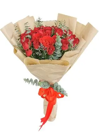 36 pcs red roses, kraft wrapper