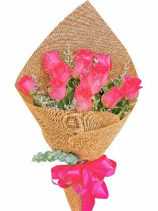 12 pcs pink roses