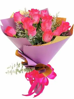 12 pcs pink roses